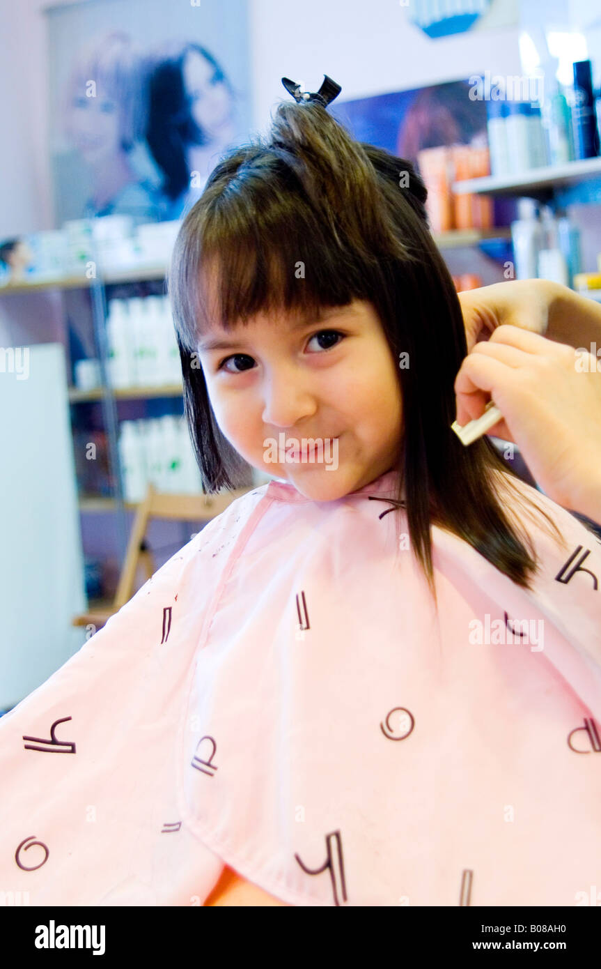 Little Girl Getting Her Hair Cut Stock Photo 17394300 Alamy