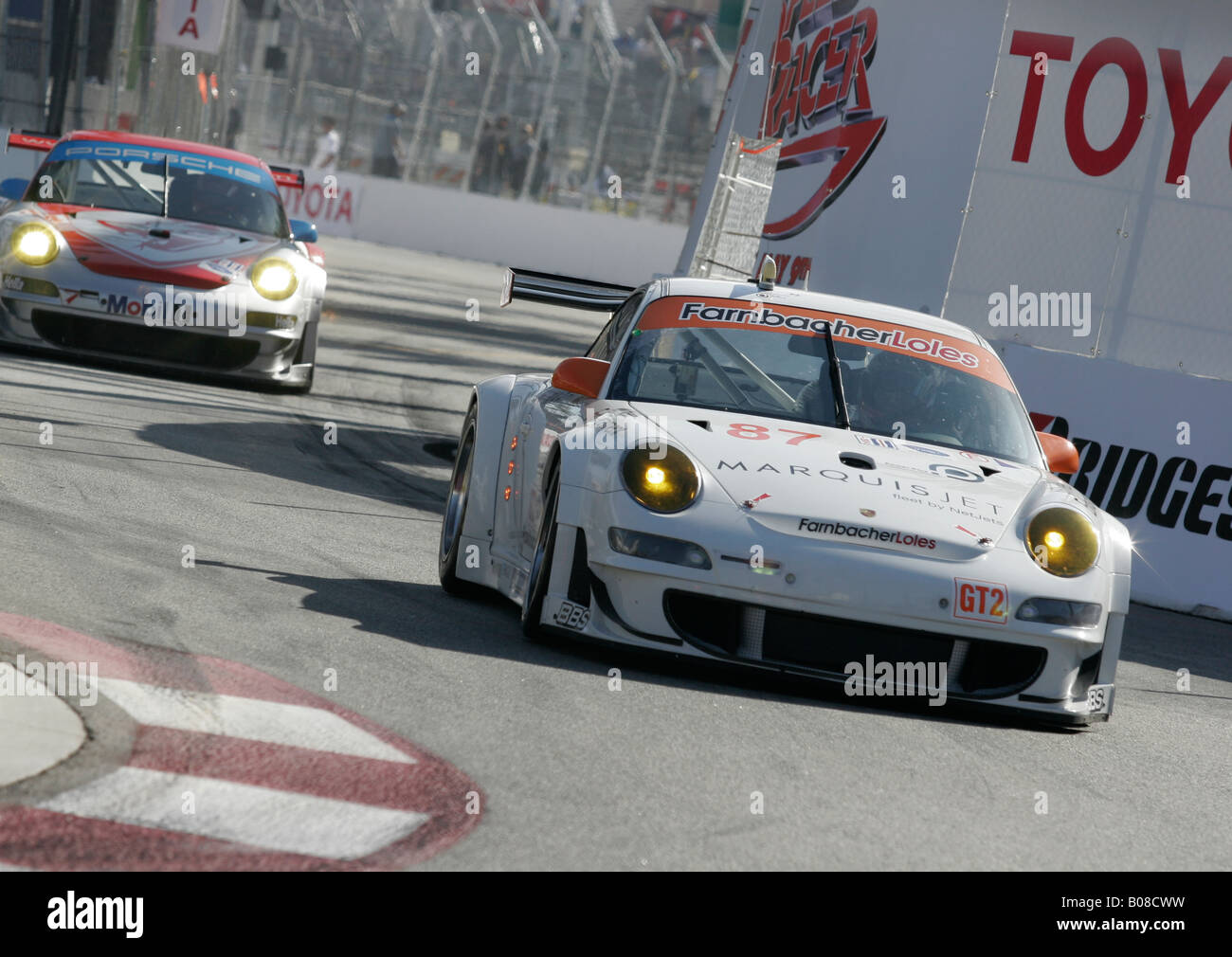 GT2 class racing Porsche competing the American Le Mans Series in Long ...