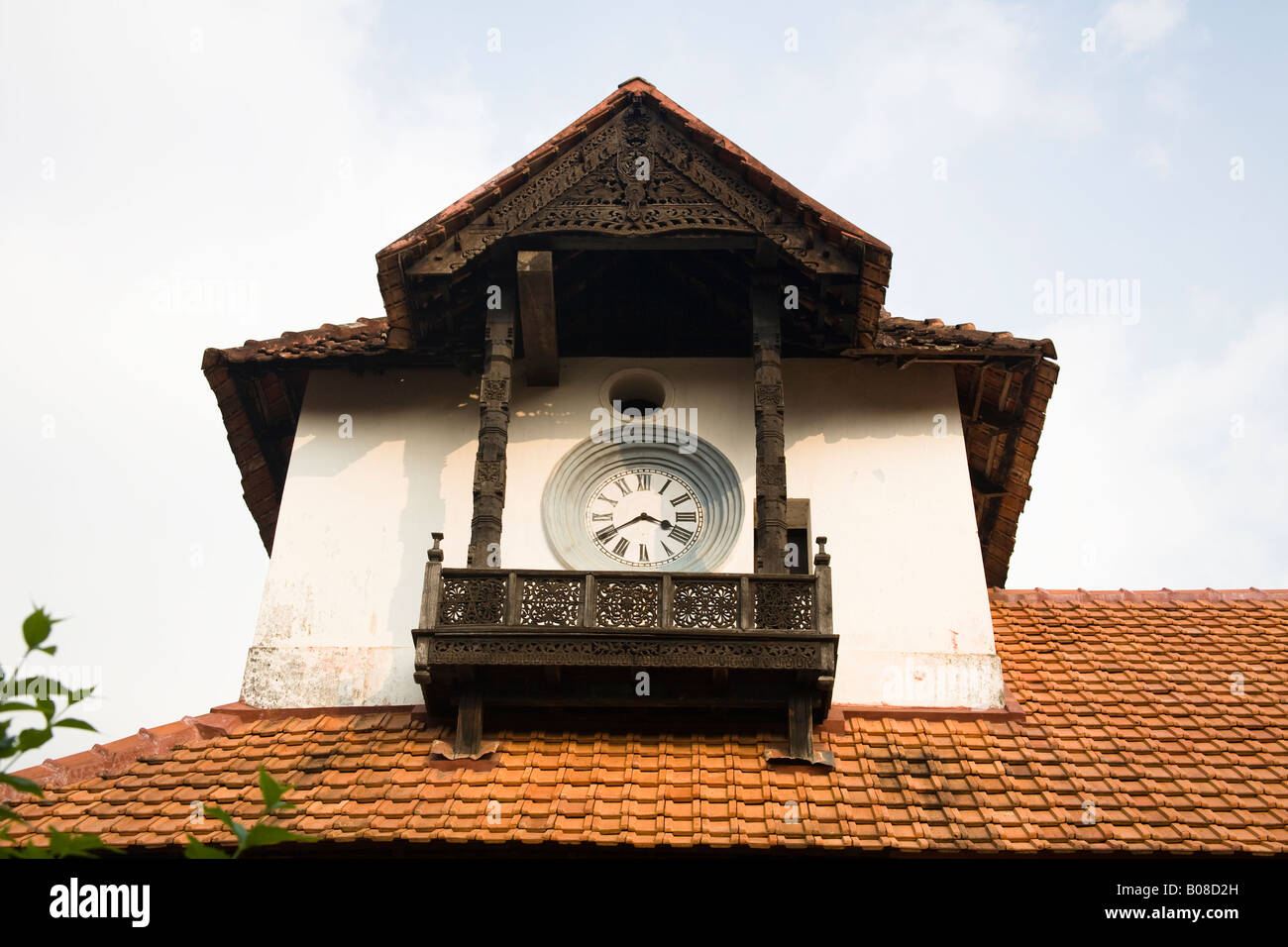 Clock tower on roof, Padmanabhapuram Palace, Padmanabhapuram, near Thuckalay, Tamil Nadu, India Stock Photo