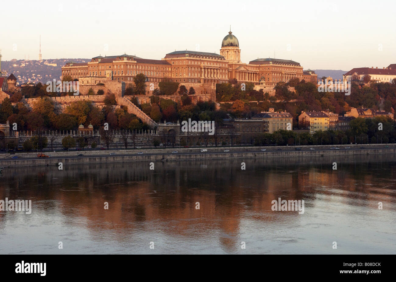 View of The Royal Palace on Castle Hill by The river Danube in Budapest ...