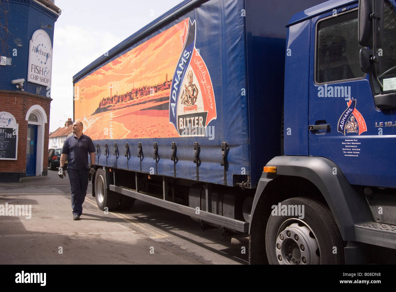 Unloading Adnams Lorry At Aldeburgh,Suffolk,Uk Stock Photo - Alamy