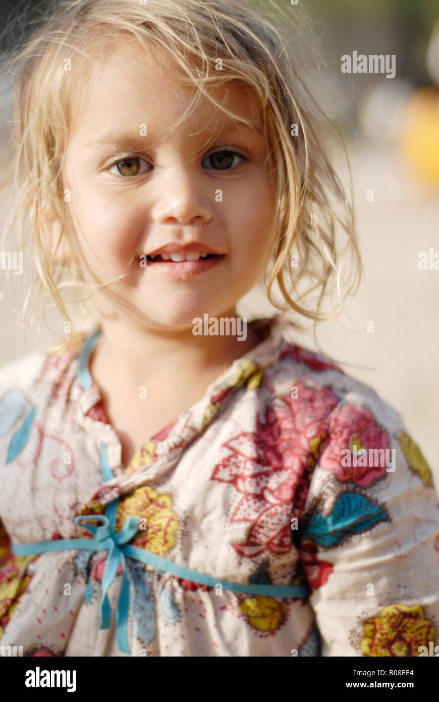 Portrait of a beautiful and tender mixed race small girl Stock Photo