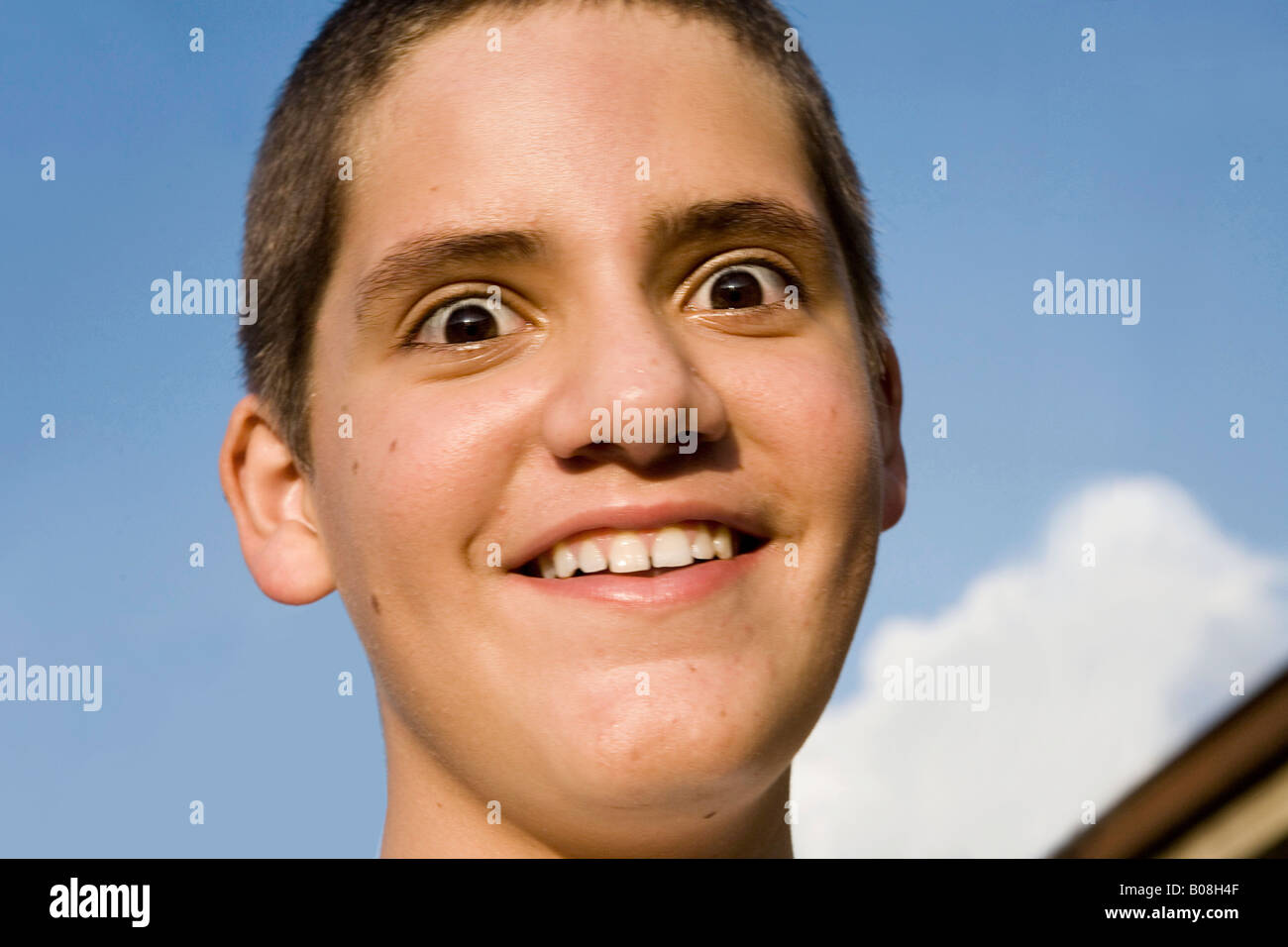 Boy making funny face Stock Photo Alamy