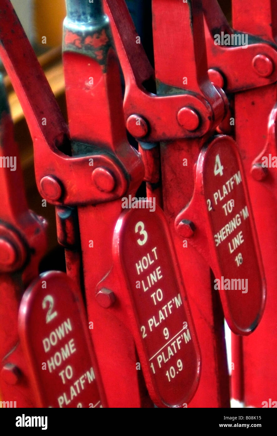 railway signal levers Stock Photo Alamy