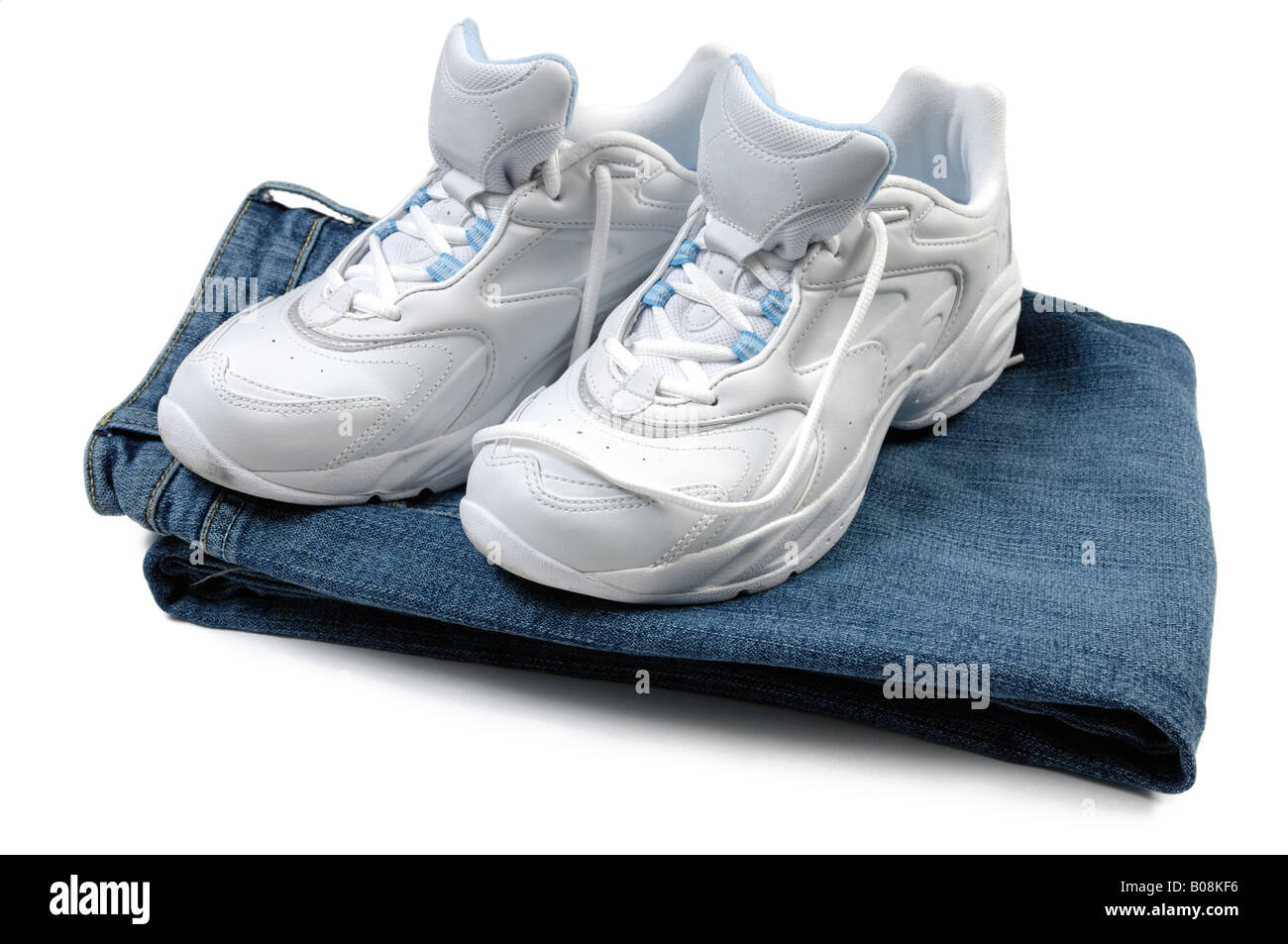 Running shoes and jeans Stock Photo Alamy