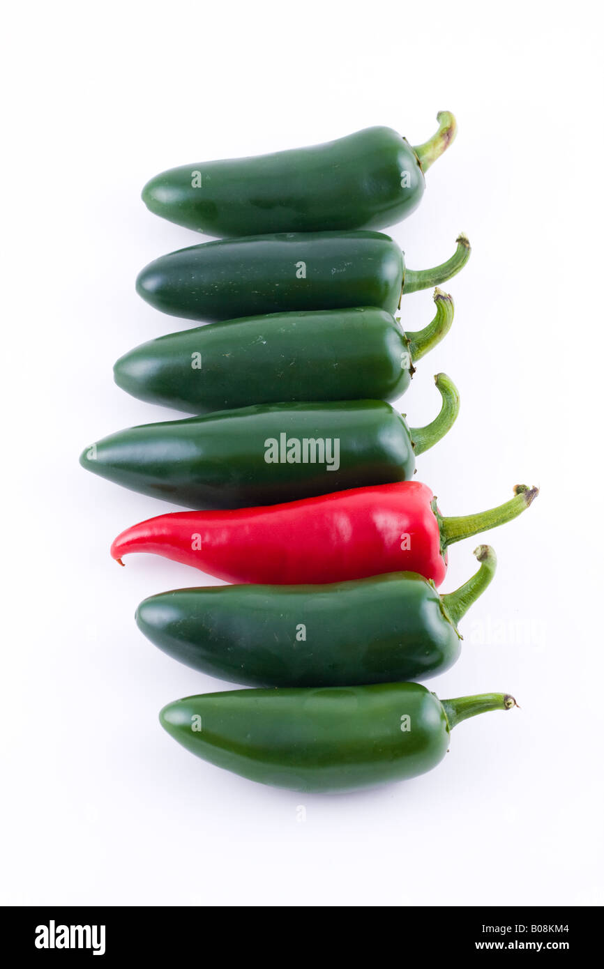 Green Jalapenos and Red Hot Chili Pepper Stock Photo Alamy
