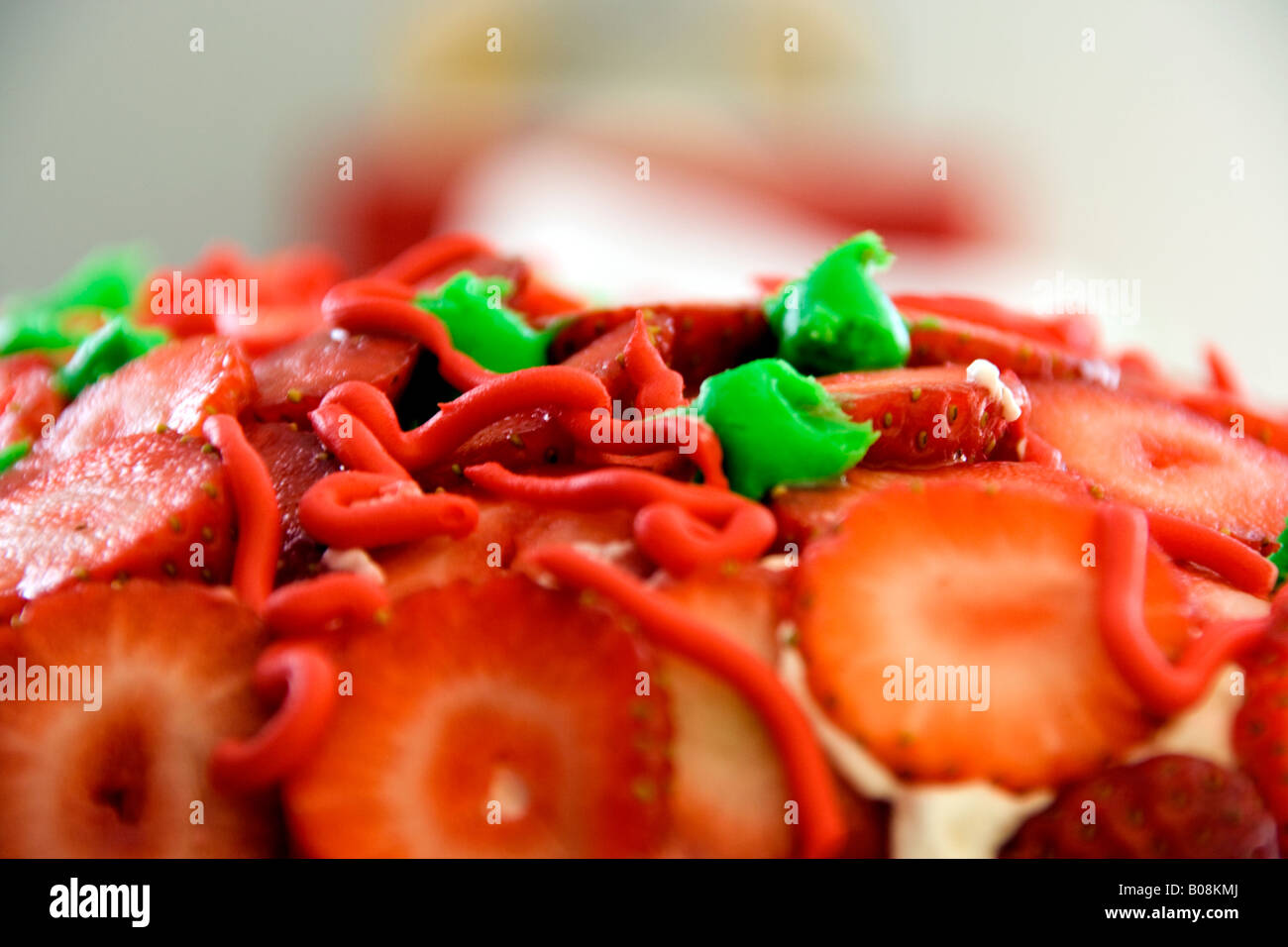 Strawberry birthday cake Stock Photo - Alamy
