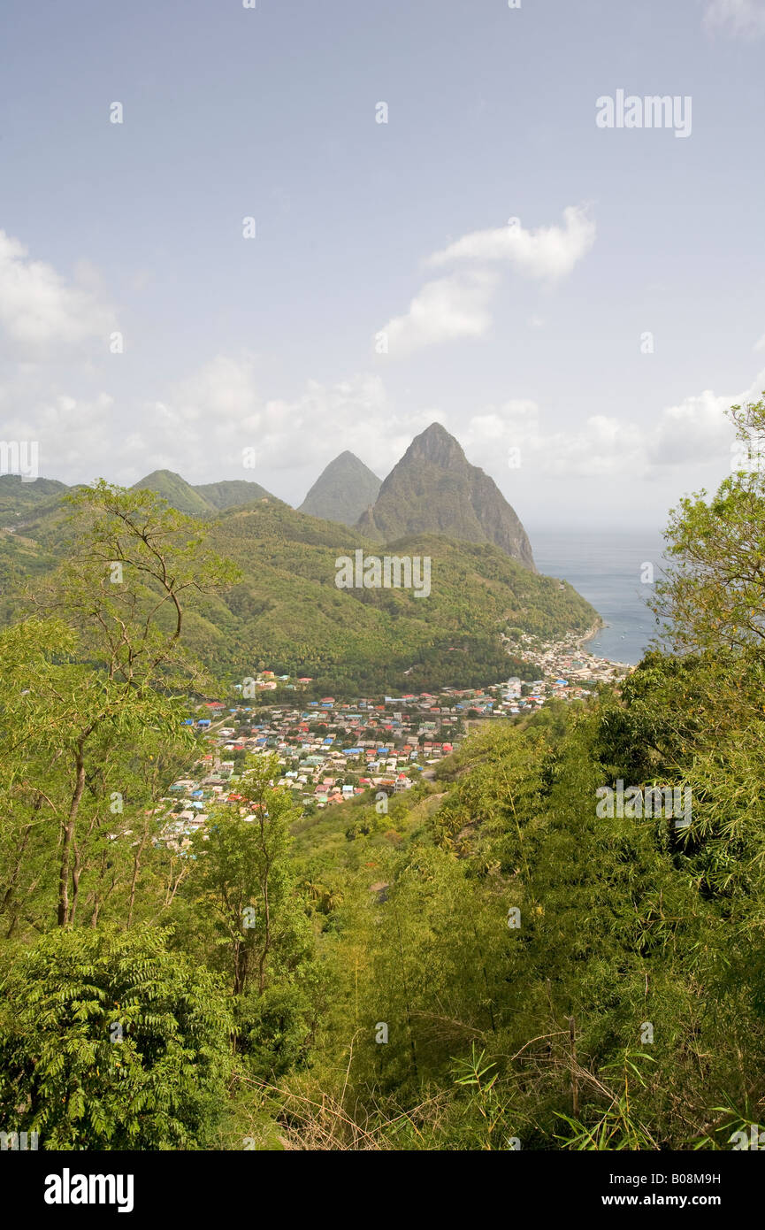 The Pitons, Soufrière, St Lucia. Caribbean Stock Photo Alamy