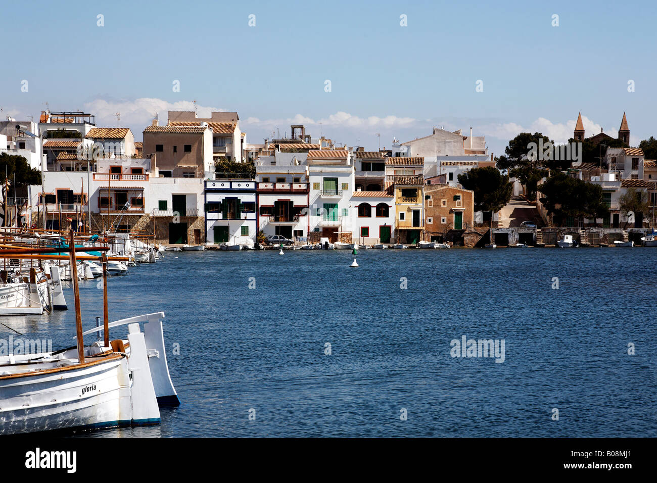 View of the fishing village Porto Colom, Majorca, Balearic Islands