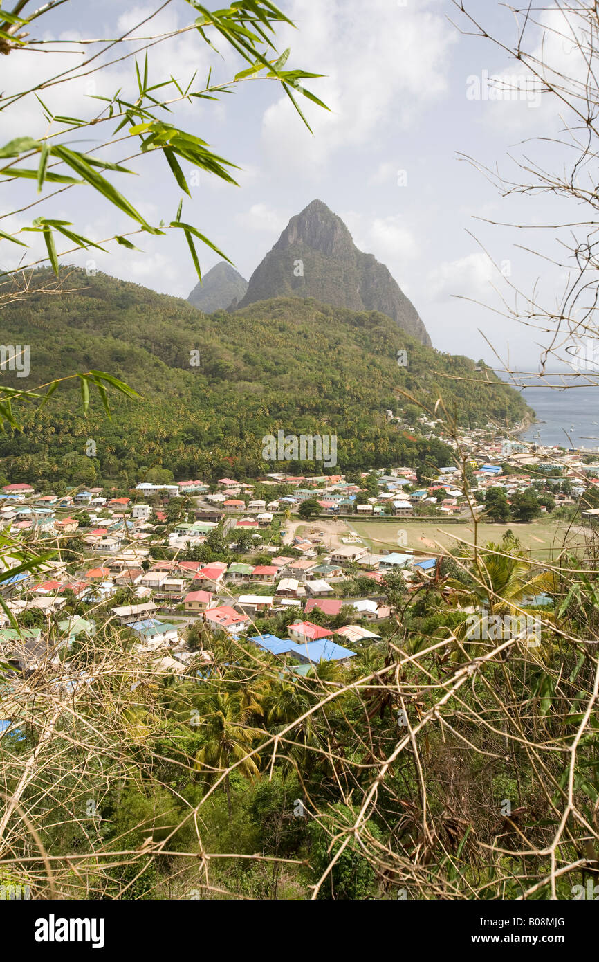 Gros Piton and Petit Piton peaks, St Lucia Caribbean Stock Photo Alamy