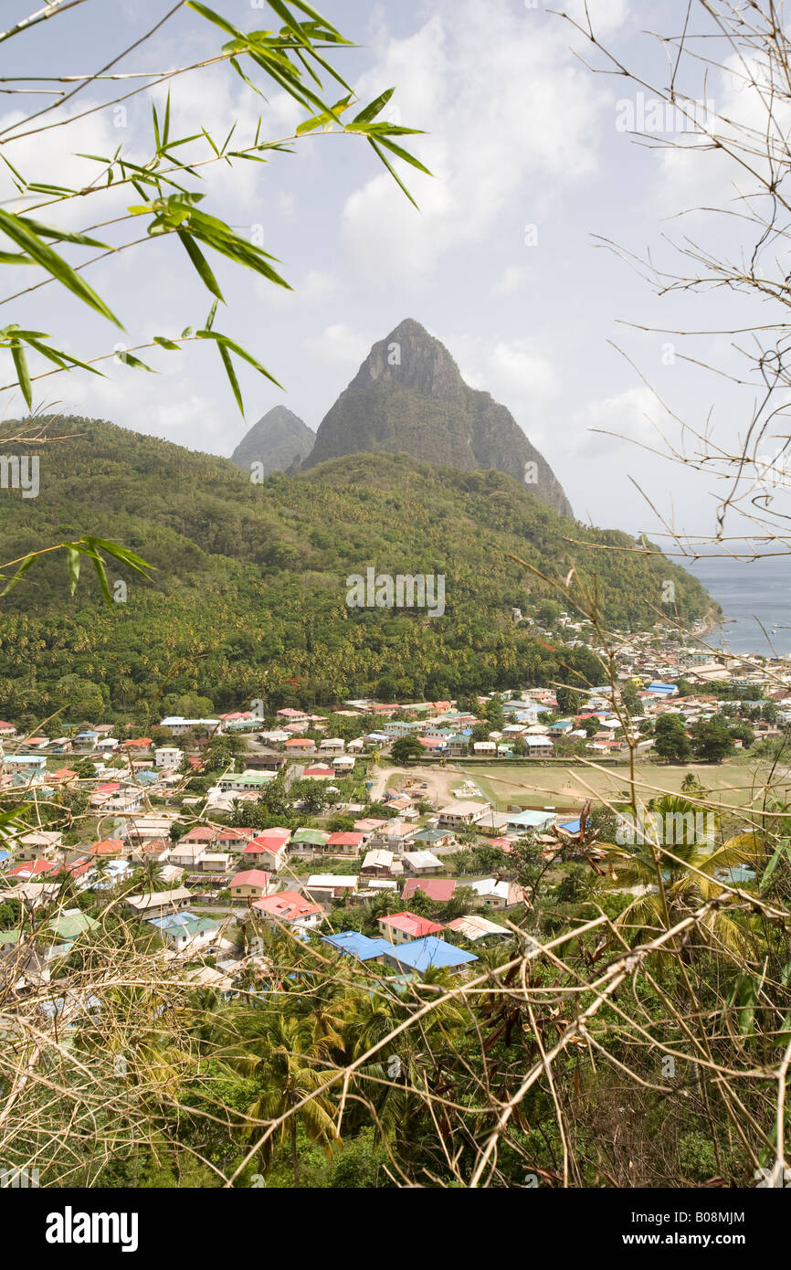 The Pitons, Soufrière, St Lucia. Caribbean Stock Photo Alamy