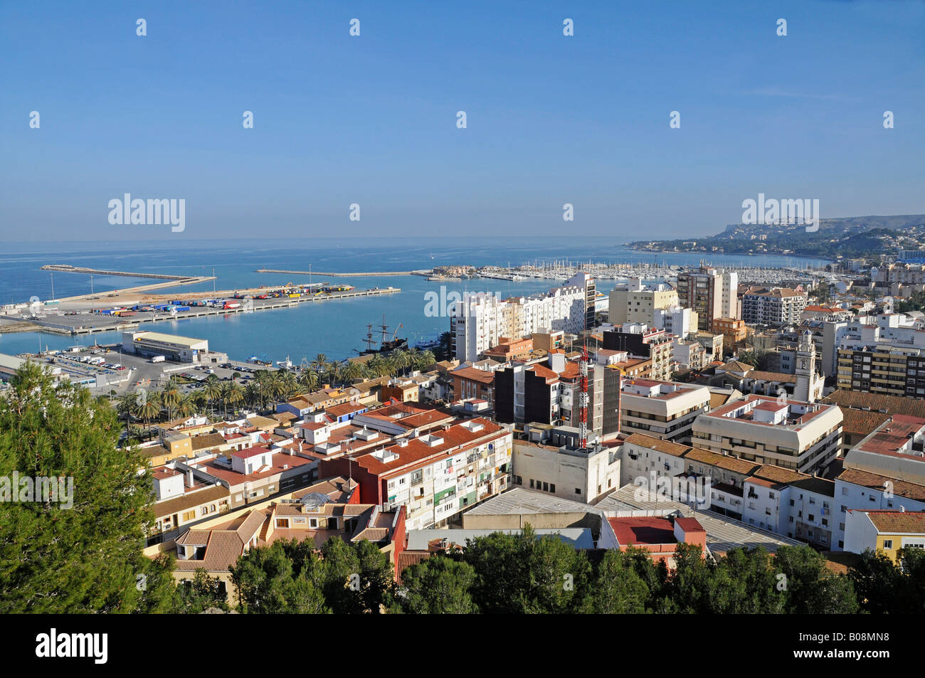 Panoramic view of Denia, Valencia, Costa Blanca, Spain Stock Photo Alamy