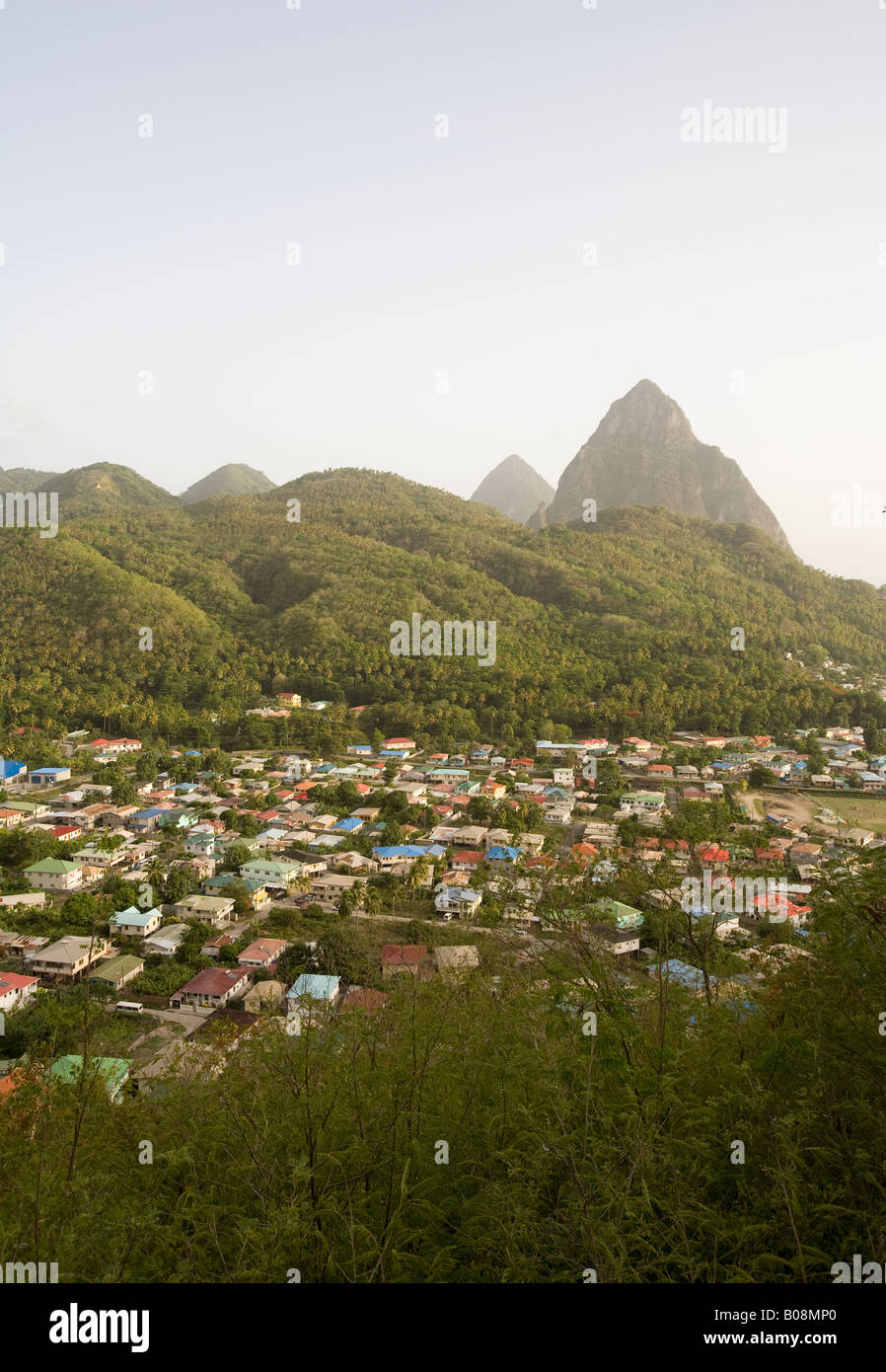 The Pitons, Soufrière, St Lucia. Caribbean Stock Photo Alamy