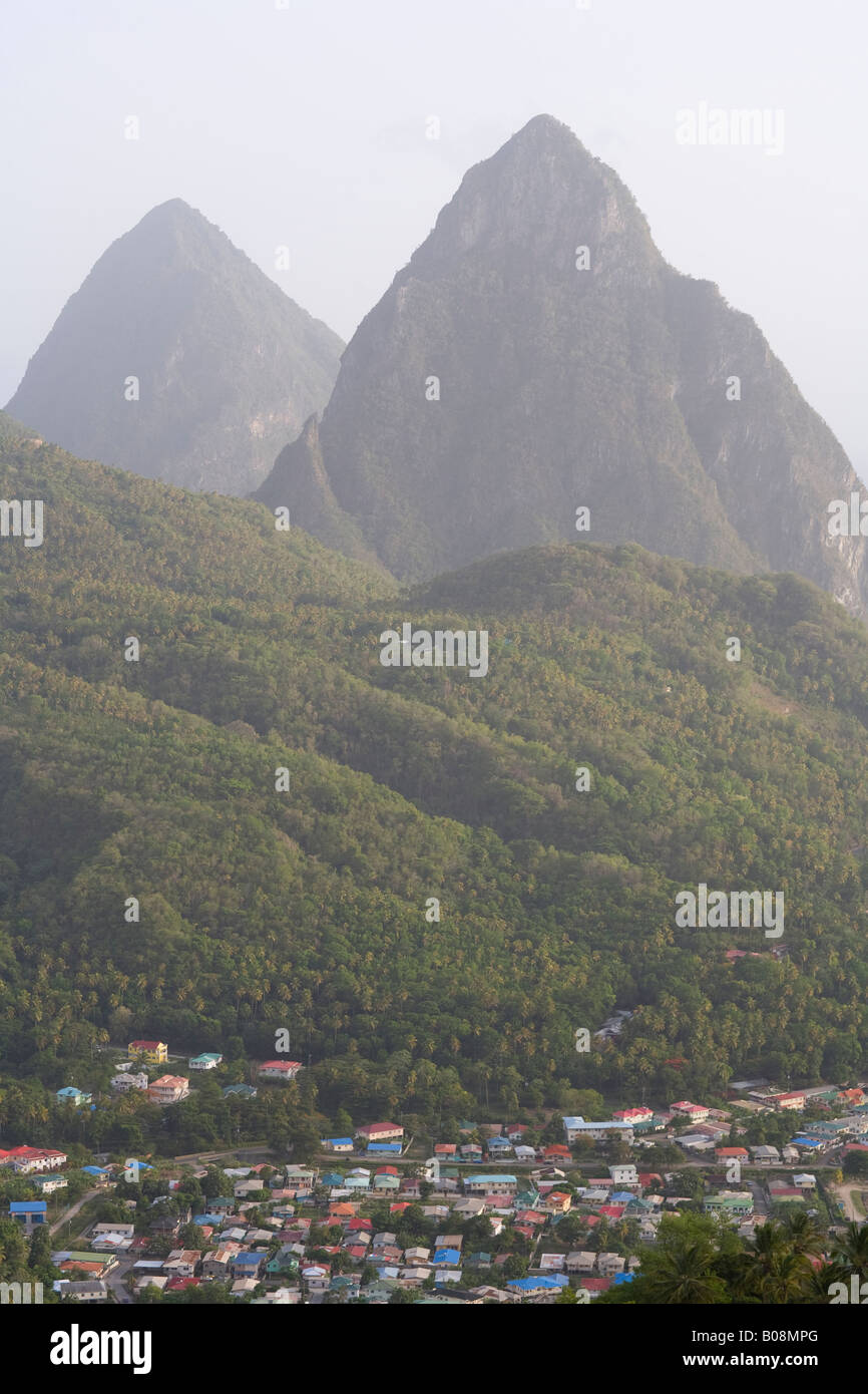 Gros Piton and Petit Piton peaks, St Lucia Caribbean Stock Photo Alamy