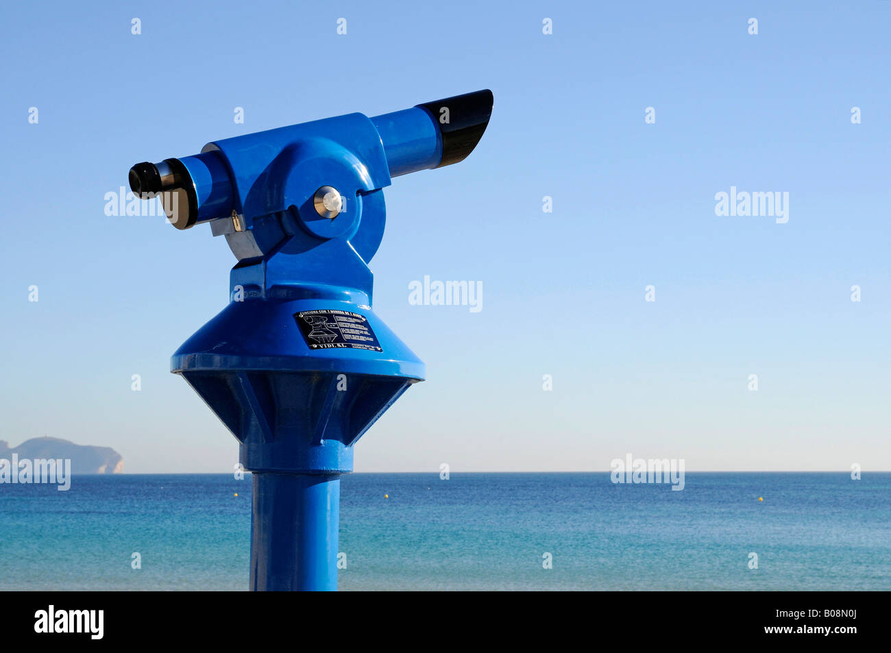 Telescope at a beach, Calpe, Alicante, Costa Blanca, Spain Stock Photo