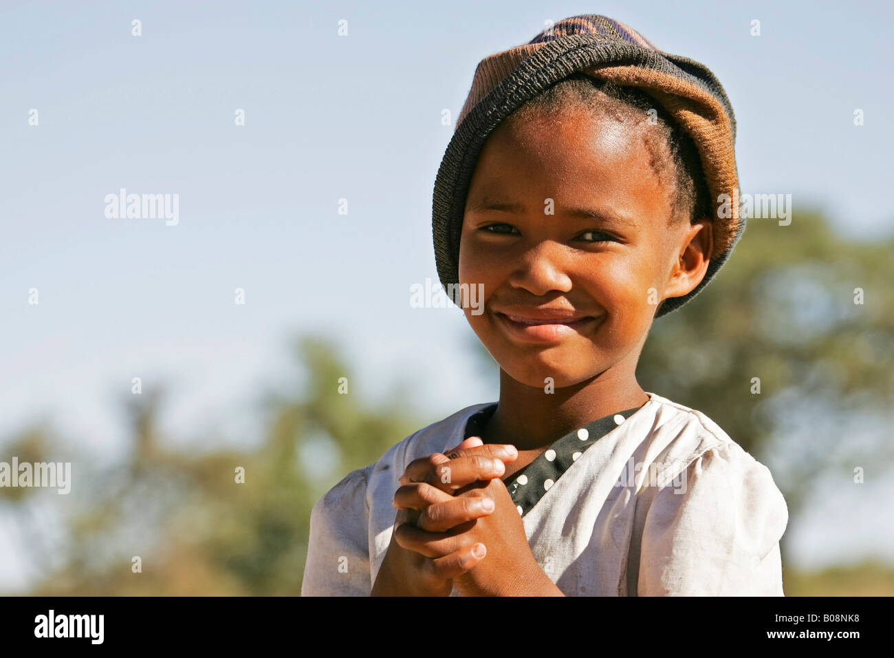 Young smiling Namibian girl, Southern Namibia, Africa Stock Photo