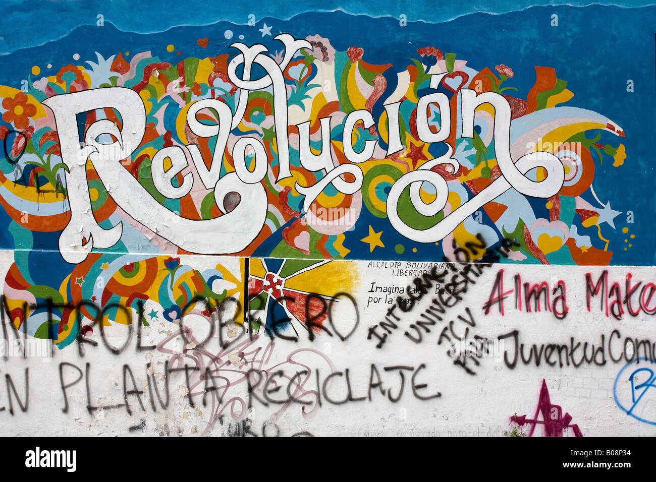 Graffiti, 'revolución' revolution, Mérida, Venezuela, South America Stock Photo
