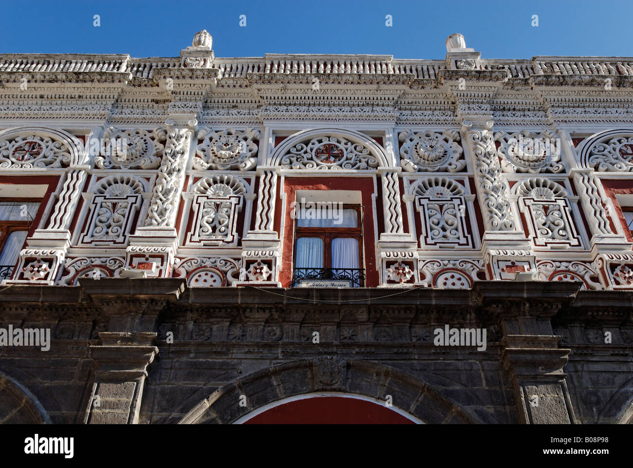 Ornate facade of a palace in the historic centre of Puebla, UNESCO World Heritage Site, Puebla, Mexico Stock Photo