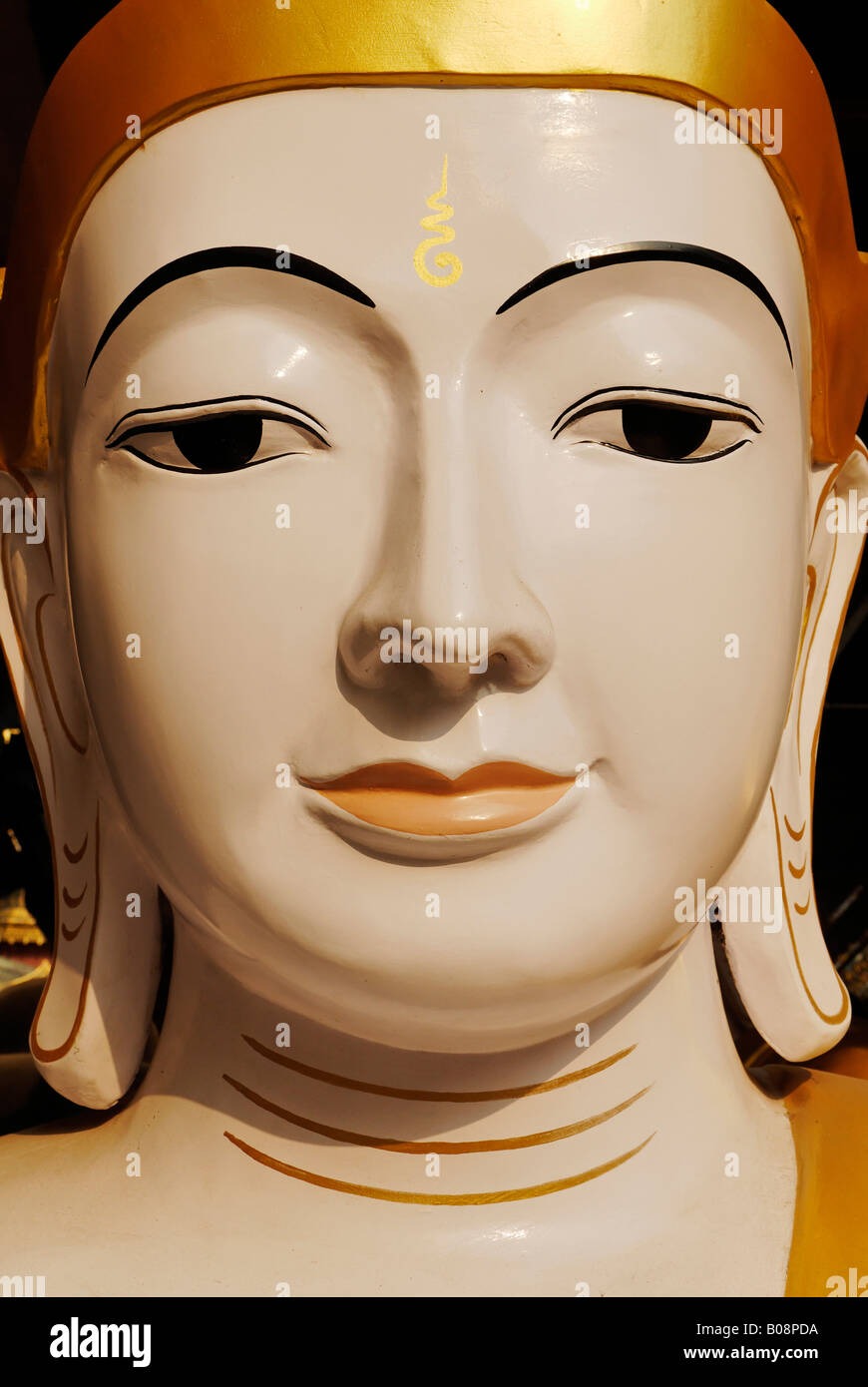 Buddha statue (closeup), Shwedagon Pagoda, Yangon (Rangoon), Myanmar (Burma), Southeast Asia Stock Photo