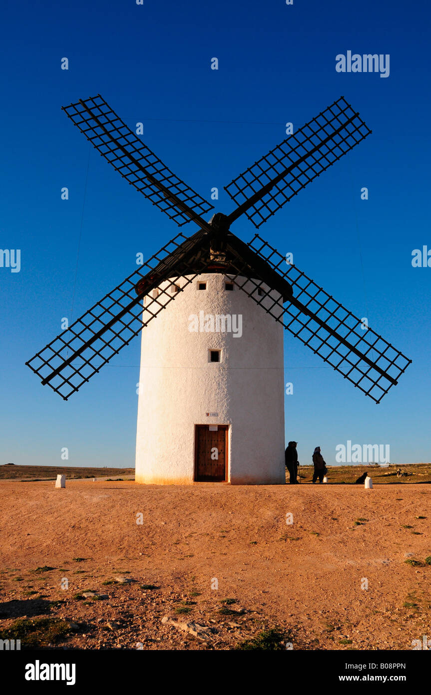 Windmill in the afternoon light, Campo de Criptana, Castilla-La Mancha Region, Spain Stock Photo