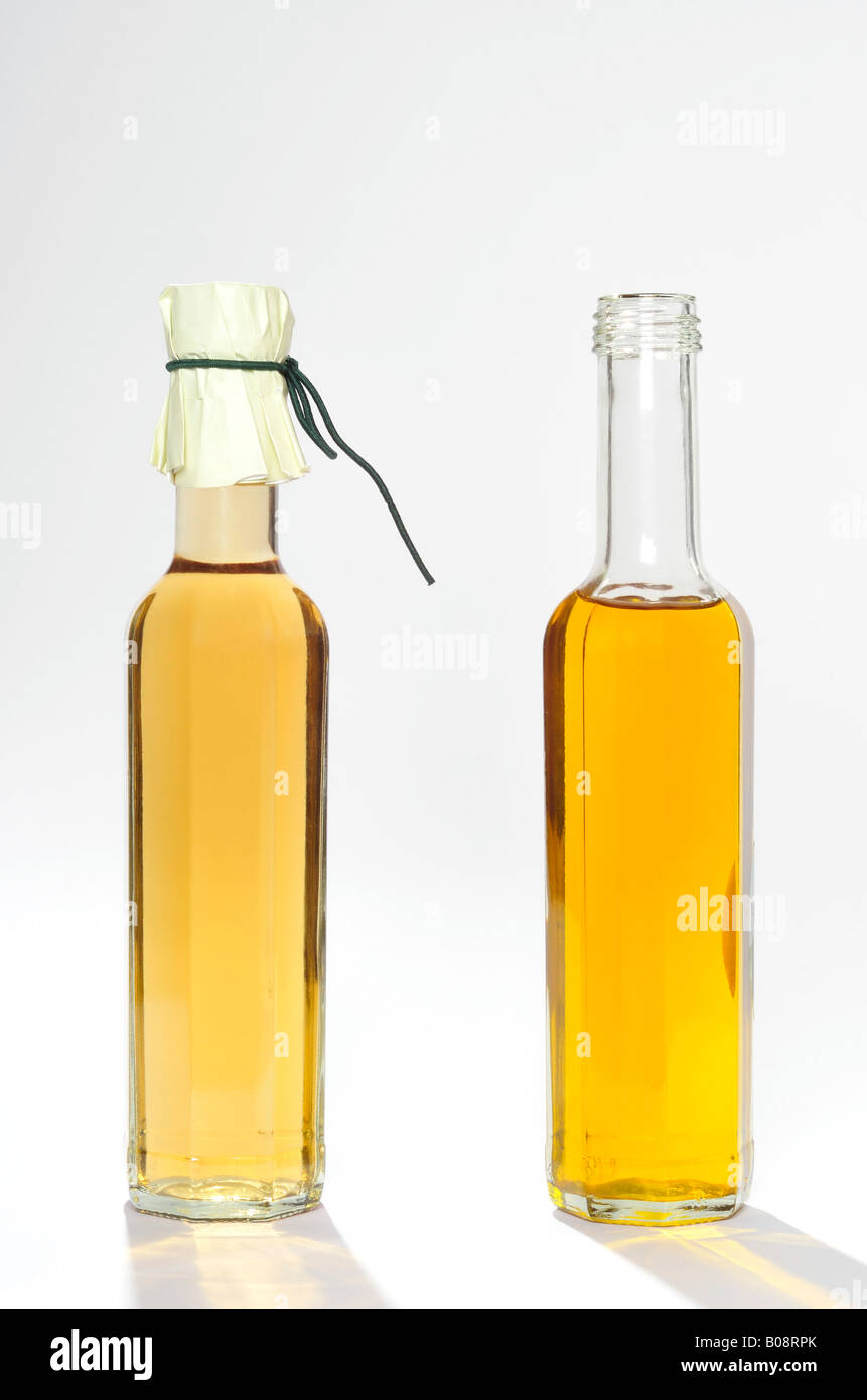 Two bottles, balsamic vinegar and olive oil Stock Photo