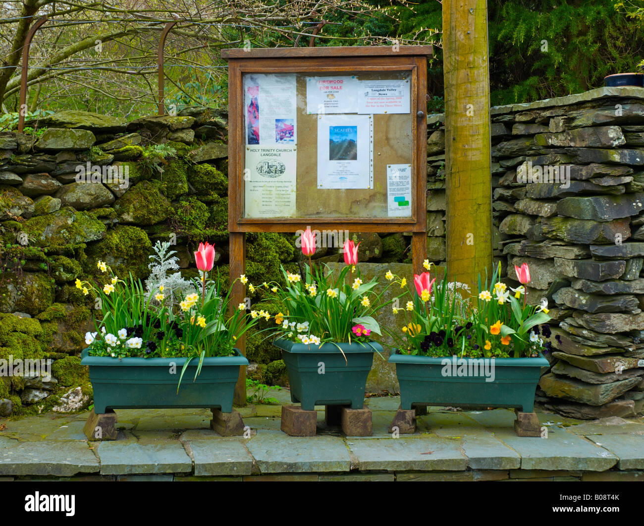 Notice board for events and parish notices, Little Langdale, Lake
