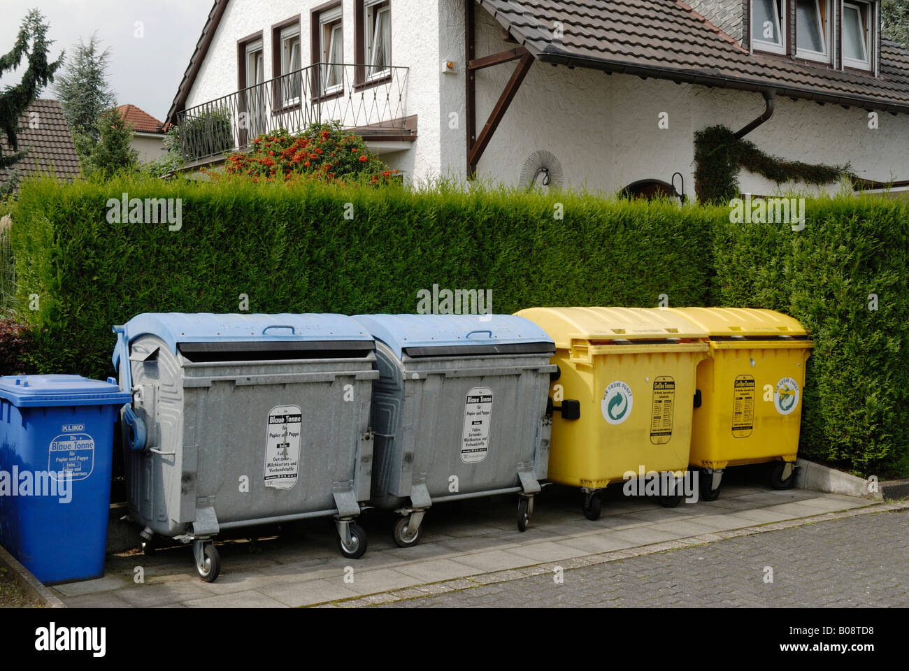 Garbage bins, waste paper bins and recycling bins Stock Photo