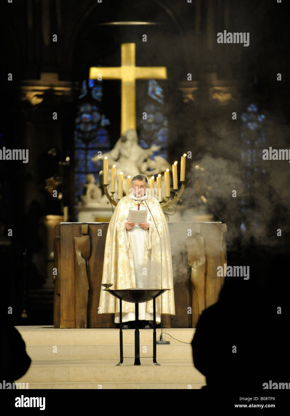 Frankincense during a mass in the Notre Dame de Paris, France Stock Photo