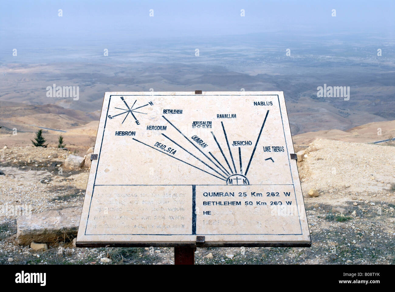 Mt Nebo Jordan Map Visitor's map on Mt. Nebo, Jordan, Middle East, Asia Stock Photo 