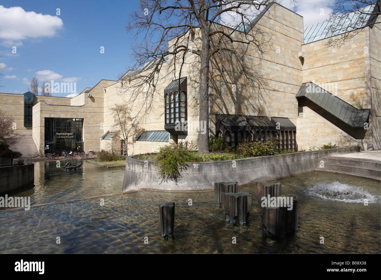 Fountain, pond, Neue Pinakothek art gallery, Munich, Bavaria, Germany Stock Photo