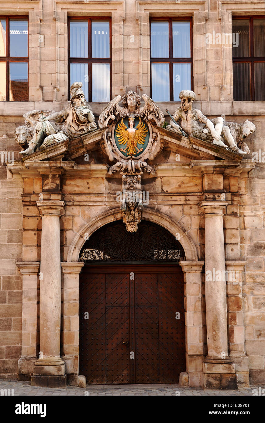Entrance gate, Nuremberg City Hall, Nuremberg, Bavaria, Germany Stock Photo