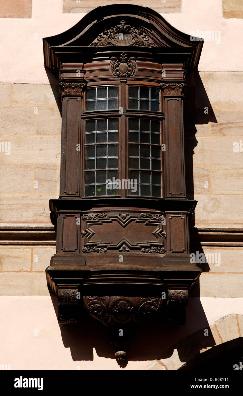 Bay window on a building in Nuremberg, Bavaria, Germany Stock Photo