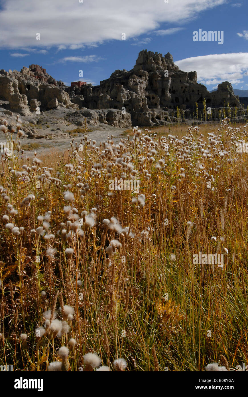 Rock formations, Dungkar Caves in the ancient kingdom of Guge, Ngari Province, Western Tibet, China Stock Photo