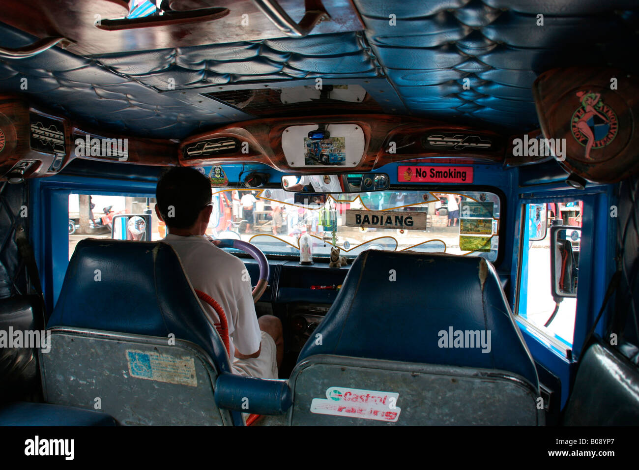View out of a Jeepney, Philippines Stock Photo