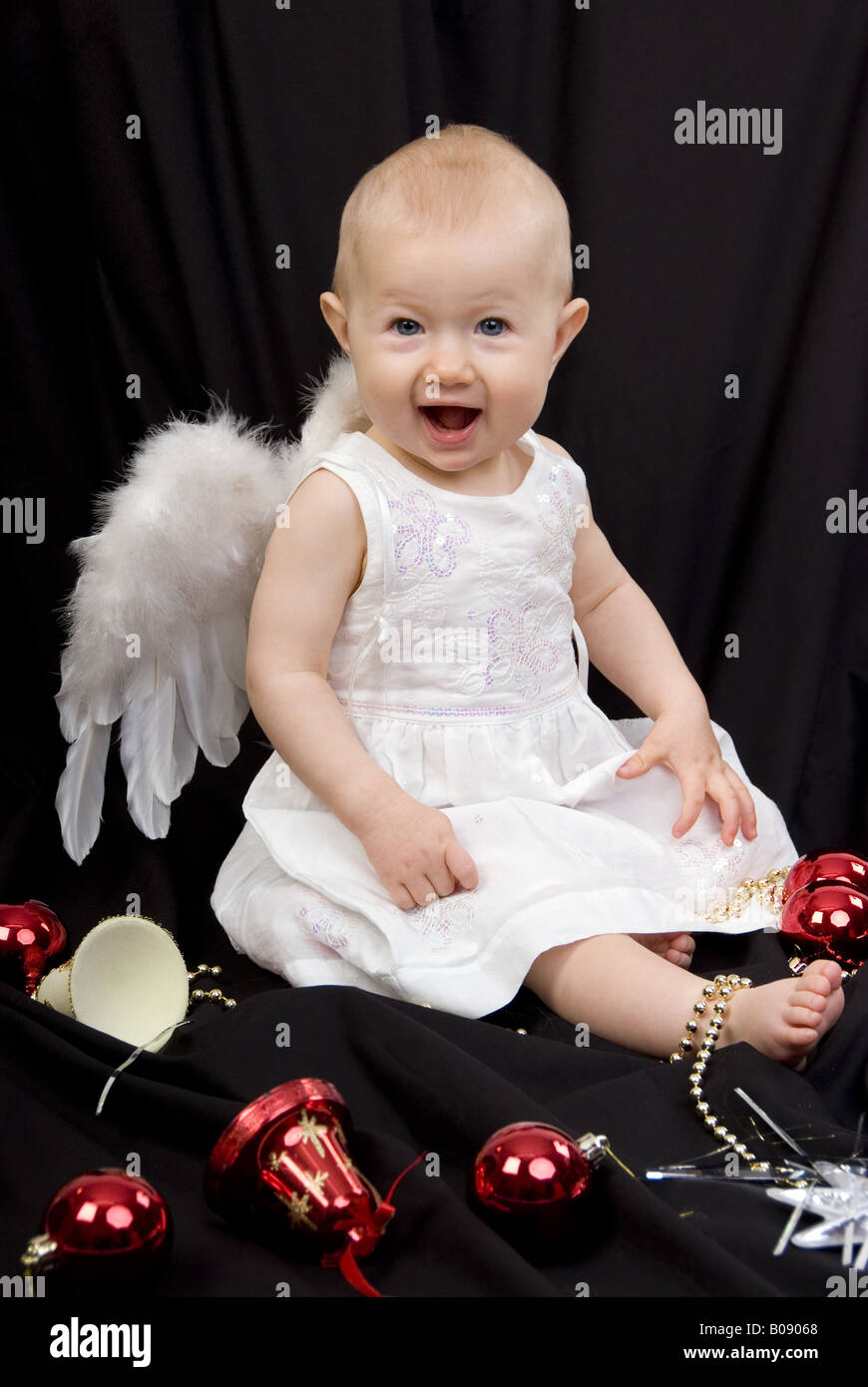 baby as an christmas angel Stock Photo
