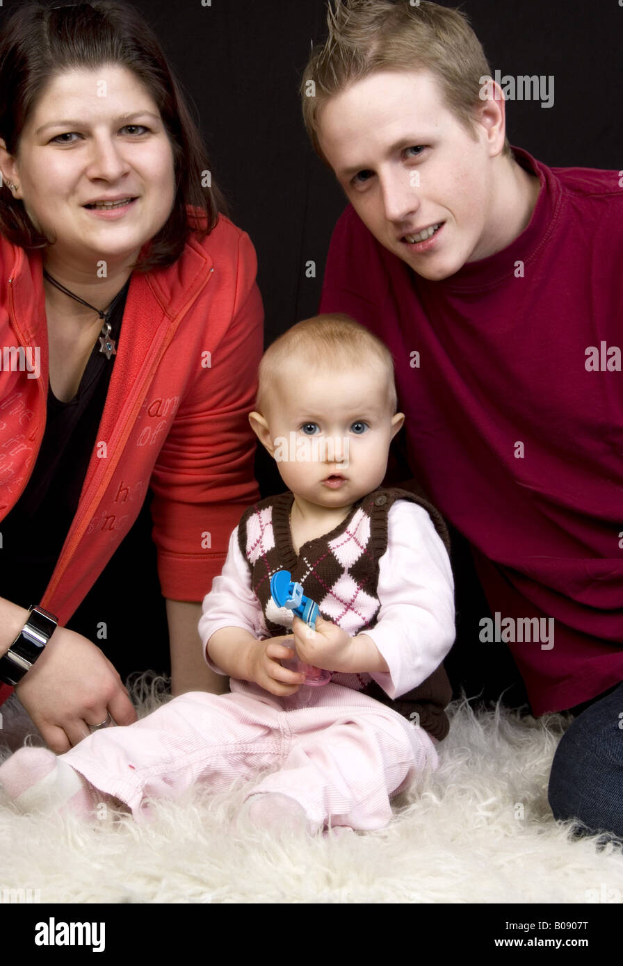 family portrait, parents with baby Stock Photo