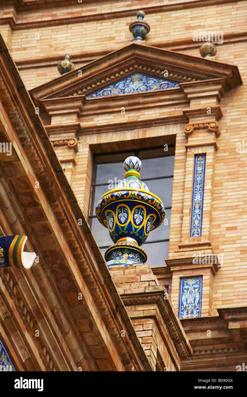 Ornate embellishments, Palacio de Espana, Seville, Andalusia, Spain Stock Photo