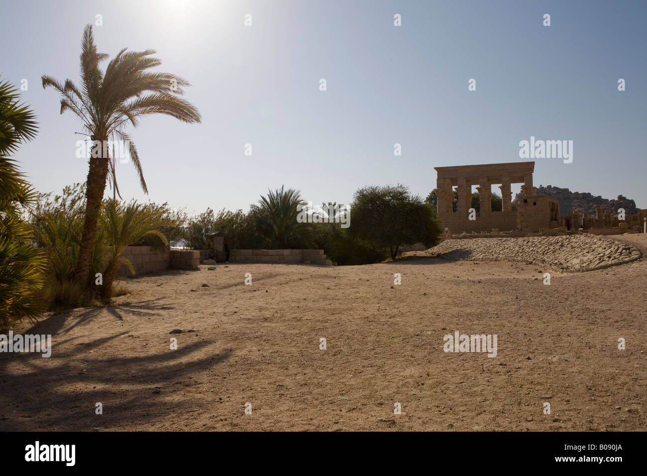 View over the Island of Philae to  the Kiosk of Trajan, Island of Isis, Aglika, Aswan. Egypt Stock Photo