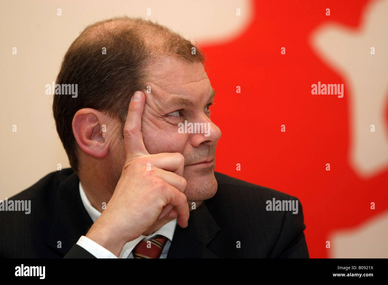 Federal Employment Minister Olaf Scholz (SPD Party) in Weissenthurm, Germany, 01.04.2008 Stock Photo