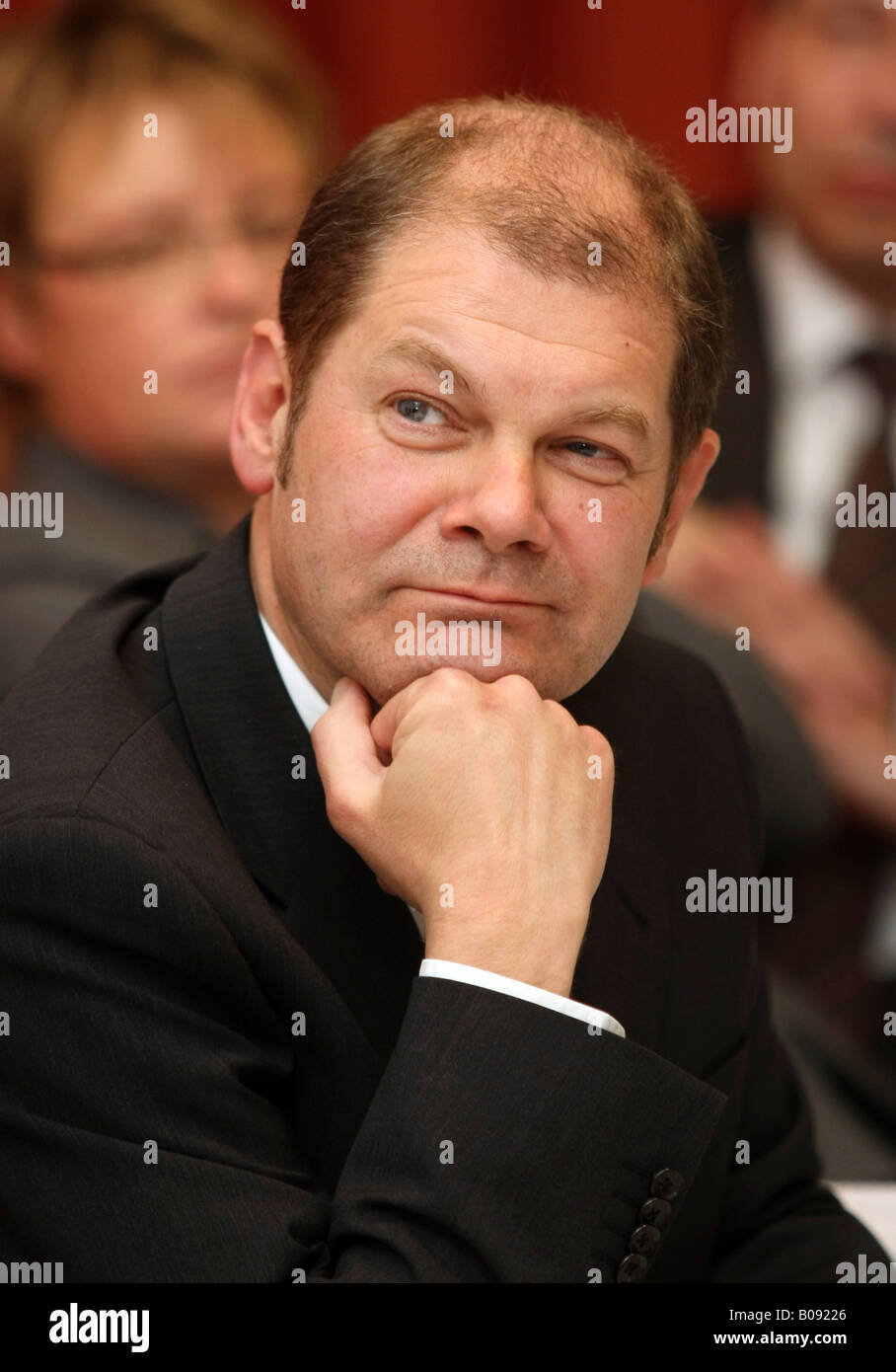 Federal Employment Minister Olaf Scholz (SPD Party) in Weissenthurm, Germany, 01.04.2008 Stock Photo
