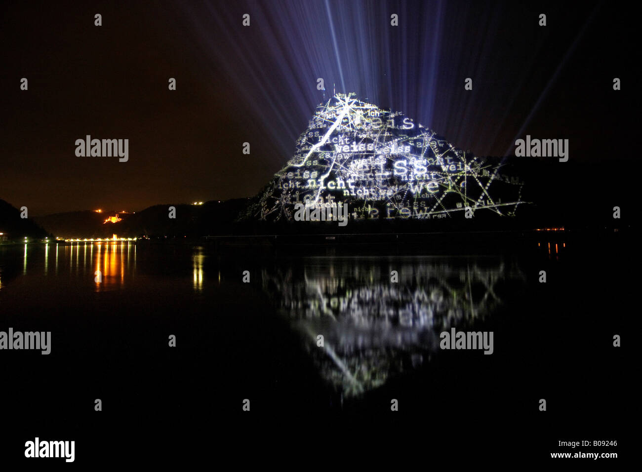 Light show, art installation 'Ich Weiss Nicht Was Soll Es' by artist Ingo Bracke, exhibit in the International Festival for Lig Stock Photo