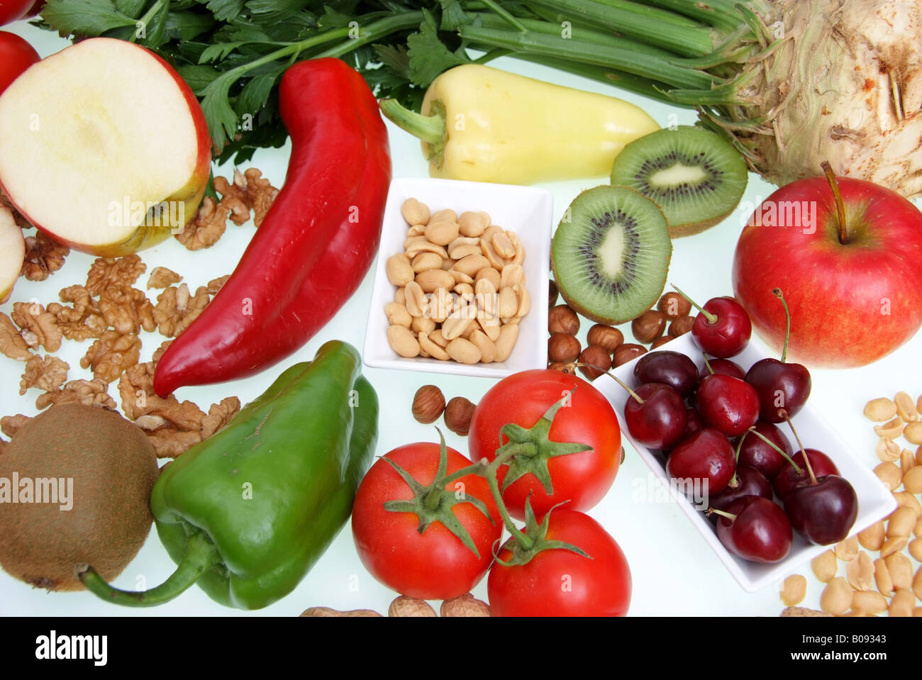 fruits, vegetables and nuts Stock Photo Alamy
