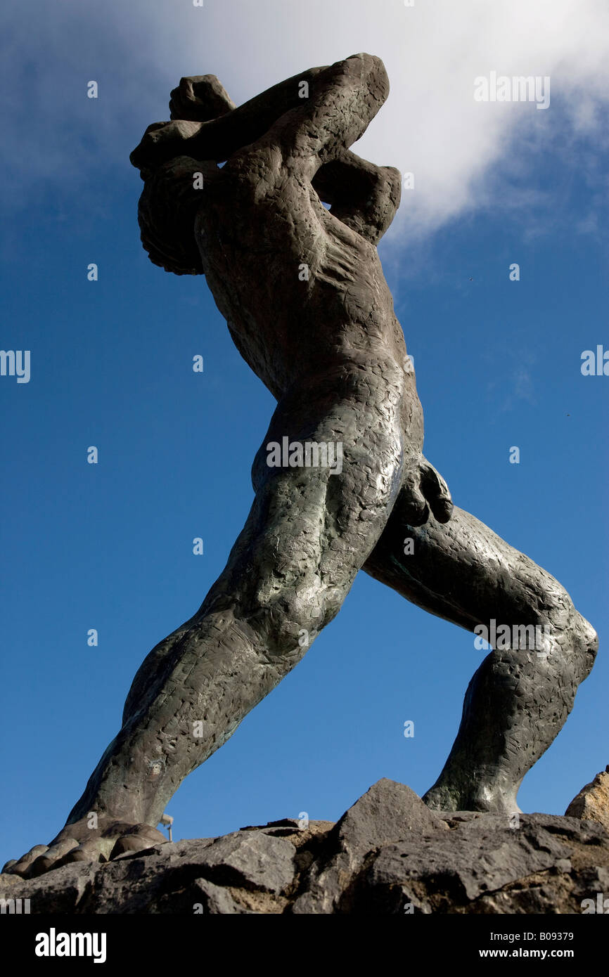Bronze statue of a Guanche, indigenous people of Tenerife, Canary