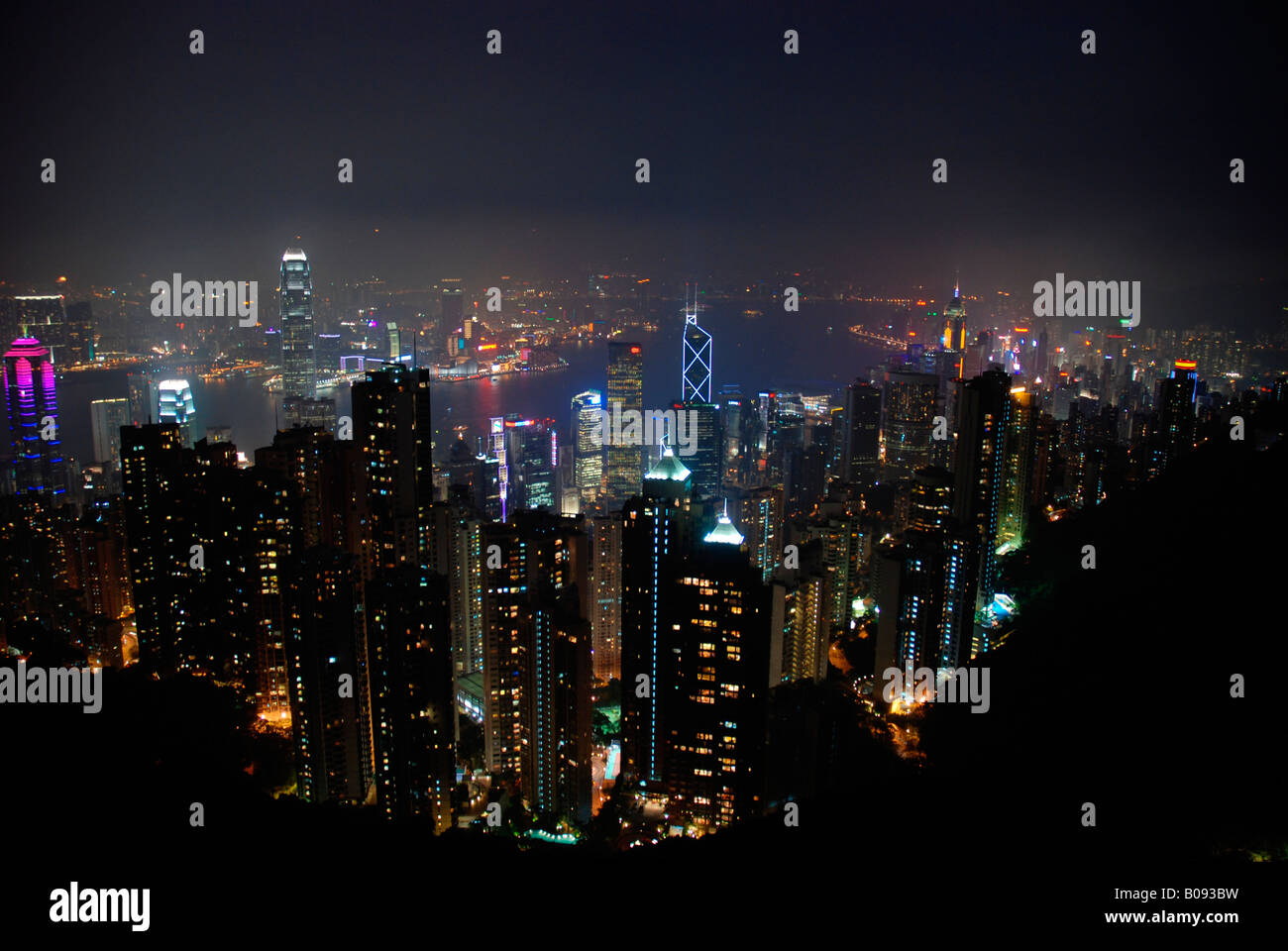 Hong Kong skyline at night from Victoria peak April 2008 Stock Photo ...