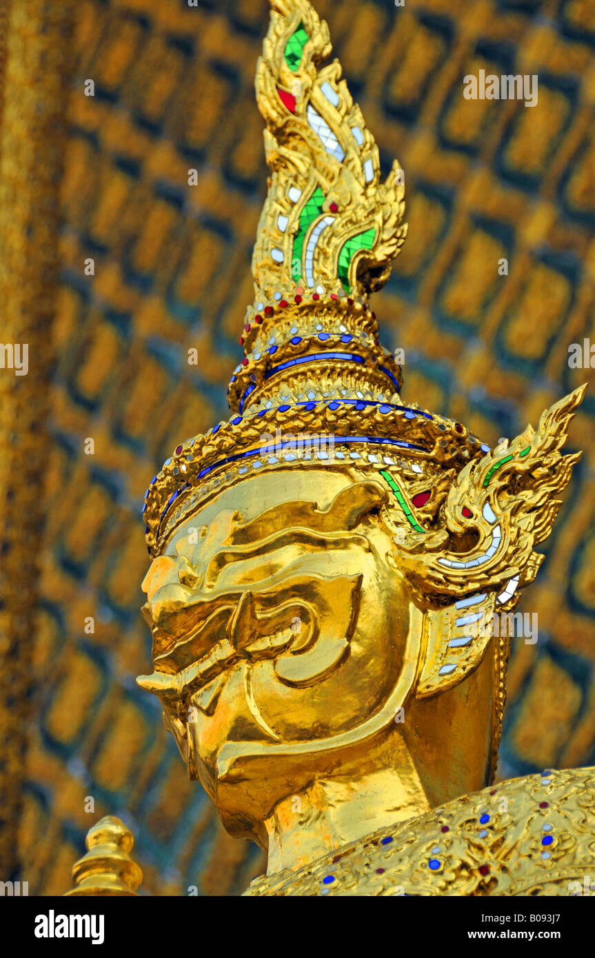 golden temple-guard in Wat Phra Kaeo, big palace, Thailand, Bangkok Stock Photo