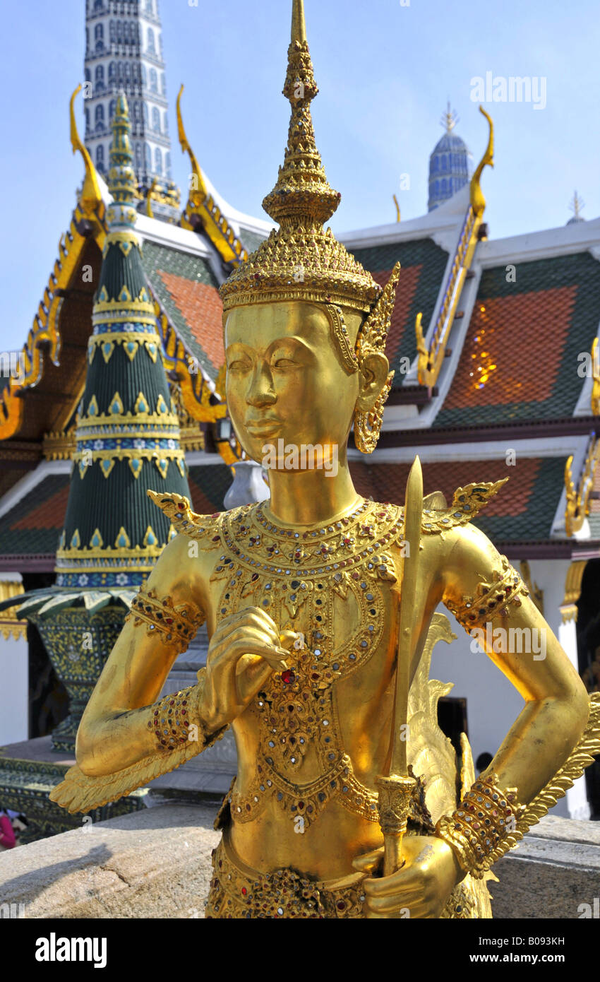 Kinnara or Kinnorn, Kinari, Kinaree, Kinnaree, Ginnarie, Ginnaree, a mythological bird character in Wat Phra Kaeo, big palace, Stock Photo
