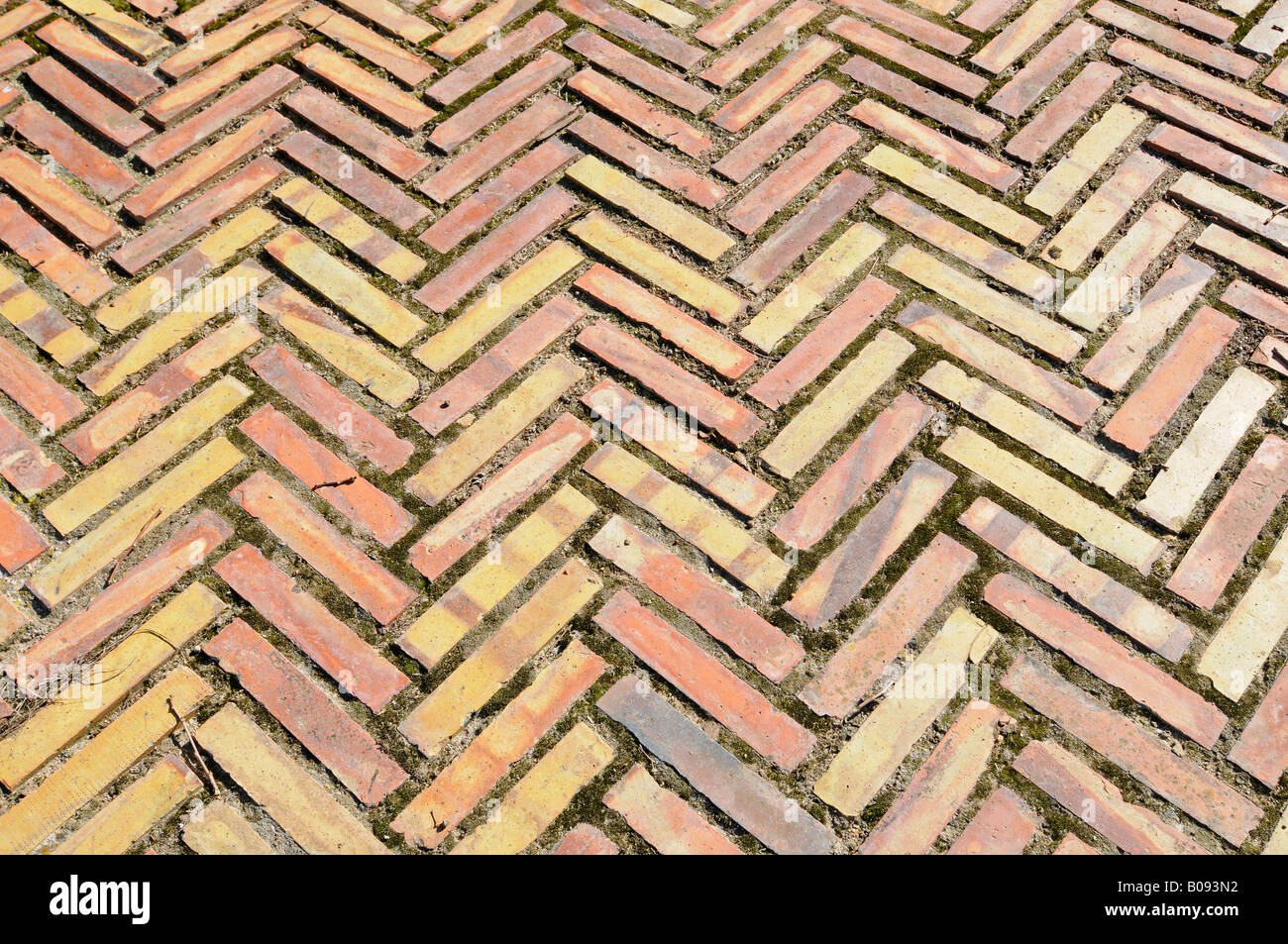 Antique tiles, flooring, Gata de Gorgos, Alicante, Costa Blanca, Spain Stock Photo