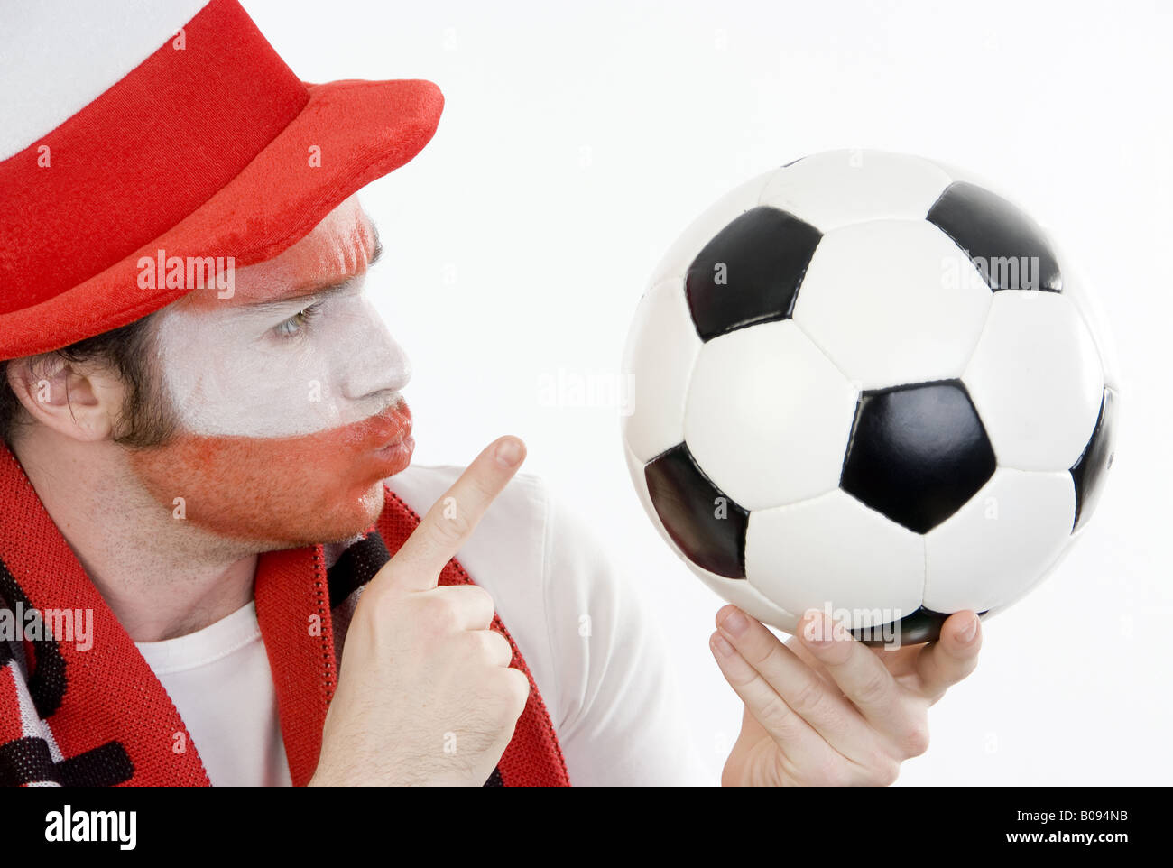 Austrian soccer fan conjuring the ball Stock Photo