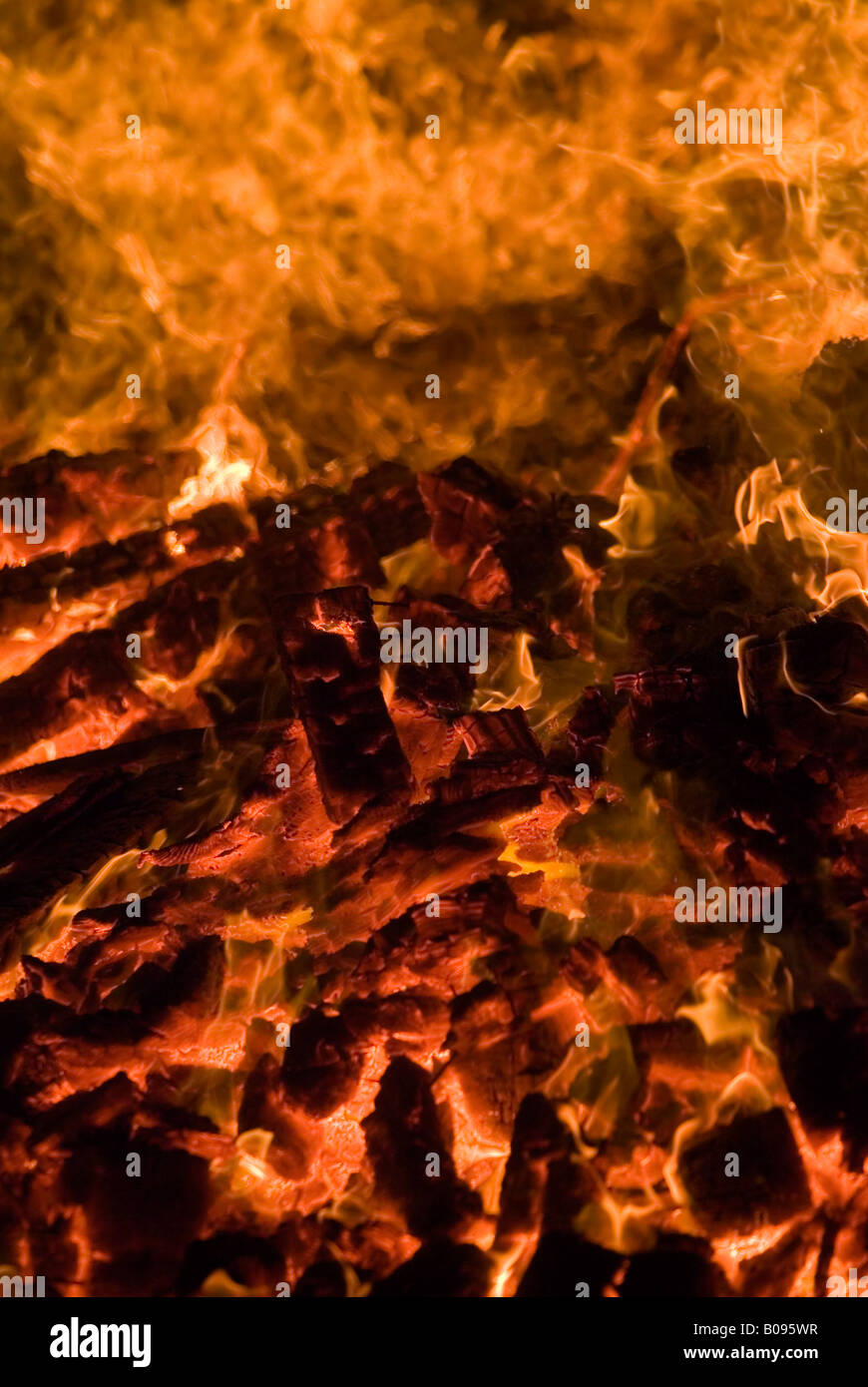 Burning wood, logs, firewood Stock Photo