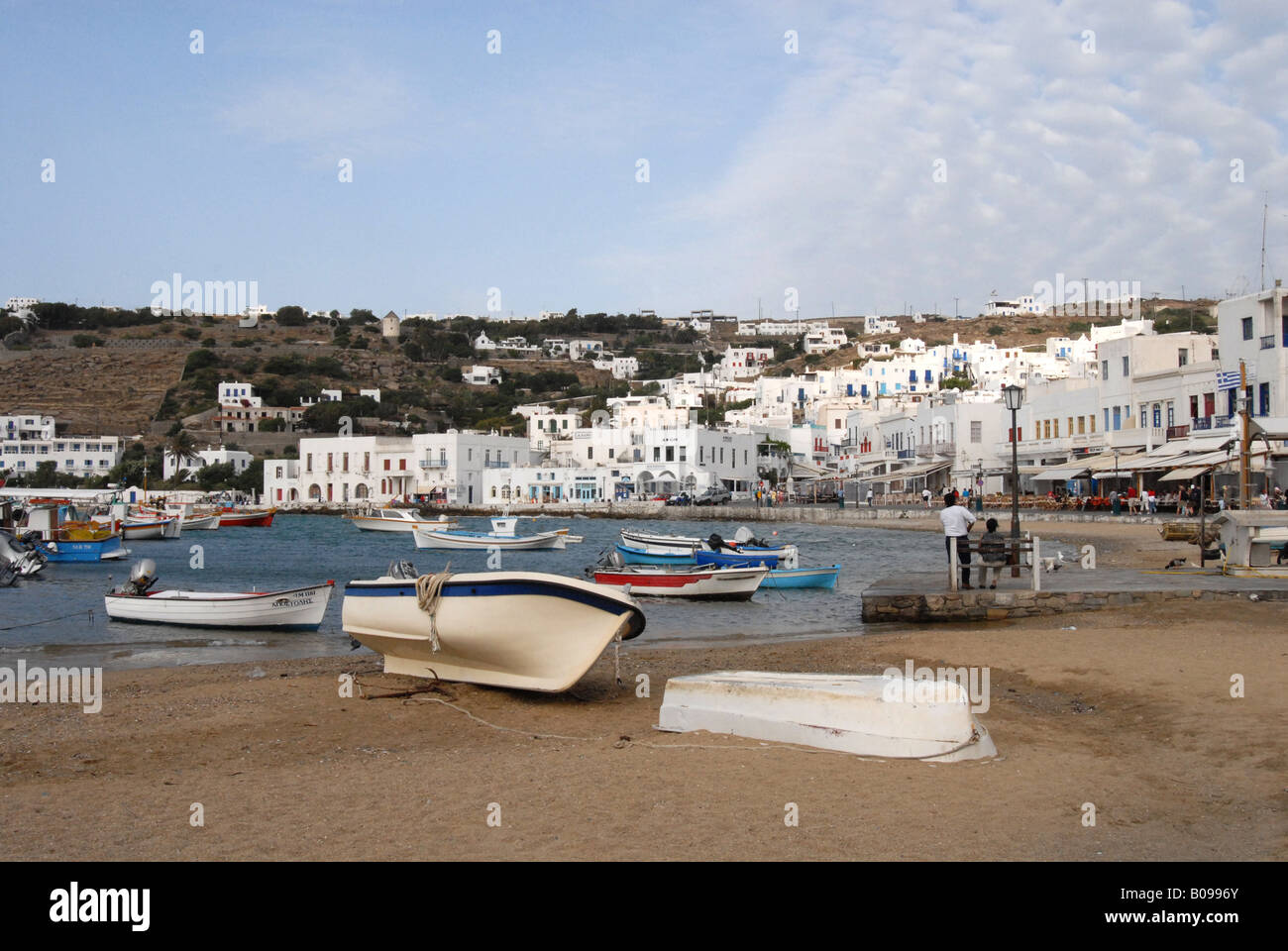 Waterfront area at Mykonos Greece Stock Photo